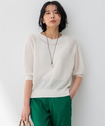 【洗える】ピュアリネン パフスリーブ ニット