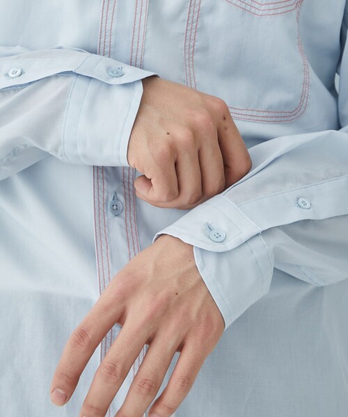 TTT MSW(ティー)の「【TTTMSW/ティー】Button down shirt(シャツ/ブラウス・メンズ・ブルー/ホワイト/ライム・L/XL)」の19枚目の写真