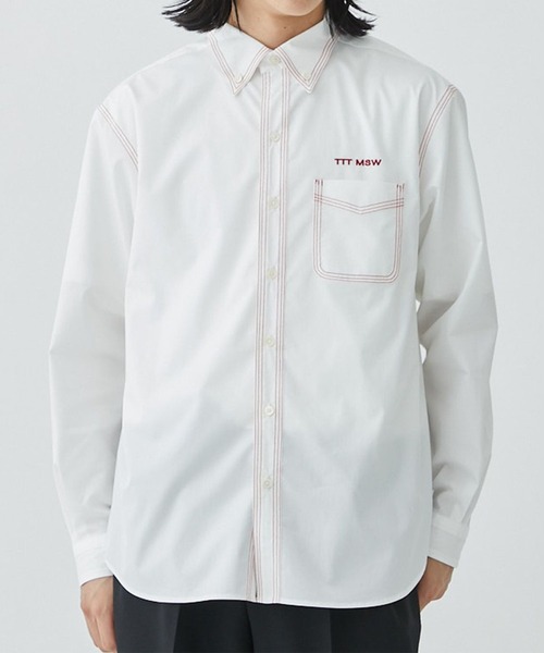 TTT MSW(ティー)の「【TTTMSW/ティー】Button down shirt(シャツ/ブラウス・メンズ・ブルー/ホワイト/ライム・L/XL)」の2枚目の写真
