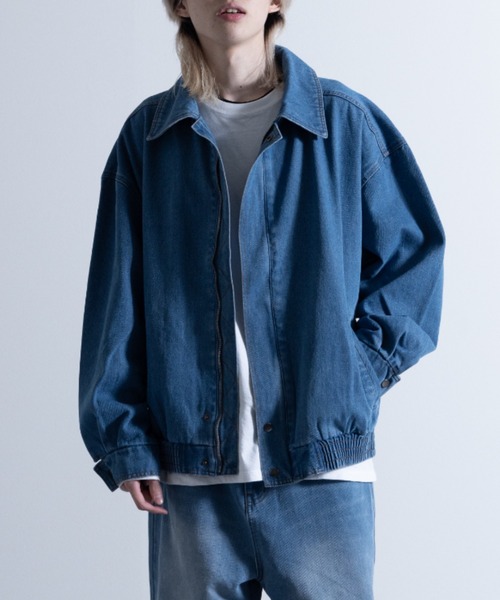 NYLAUS(ナイラス)の「ビッグシルエット 比翼ジップ ボリュームデニムブルゾン(デニムジャケット・メンズ・ブルー/ブラック・L/M/LL)」の2枚目の写真