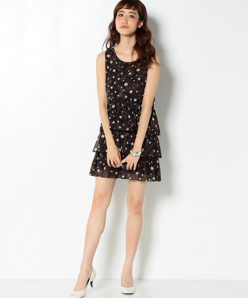 Another Edition（アナザーエディション）の「ポリエステルシフォンプリントティアードワンピース/AEFC PｼﾌｫﾝPRT ﾃｨｱｰﾄﾞOP◆（ワンピース・レディース・ブラック・フリー）」の5枚目の写真