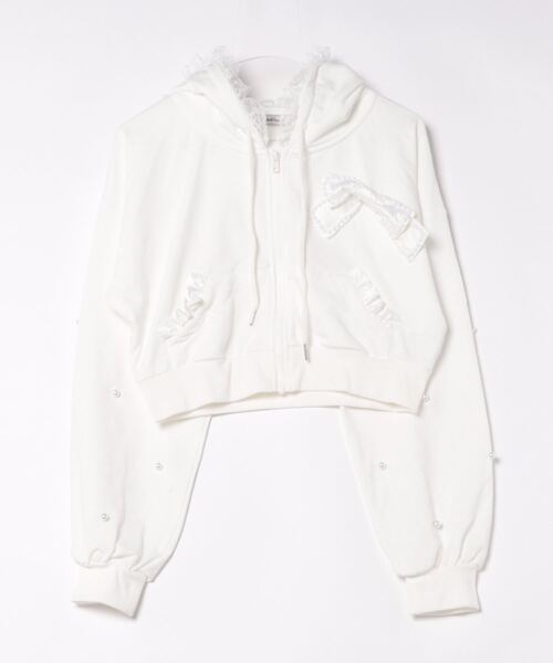 Ank Rouge(アンクルージュ)の「リボンモチーフショートパーカー(パーカー・レディース・ブラック/ホワイト・M)」の6枚目の写真