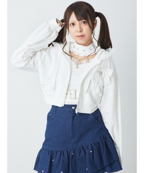 Ank Rouge(アンクルージュ)の「リボンモチーフショートパーカー(パーカー・レディース・ブラック/ホワイト・M)」の9枚目の写真