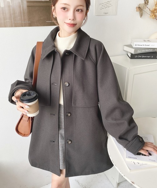 セール】ニットメルトン2WAYアレンジカラーミドル丈カラーコート