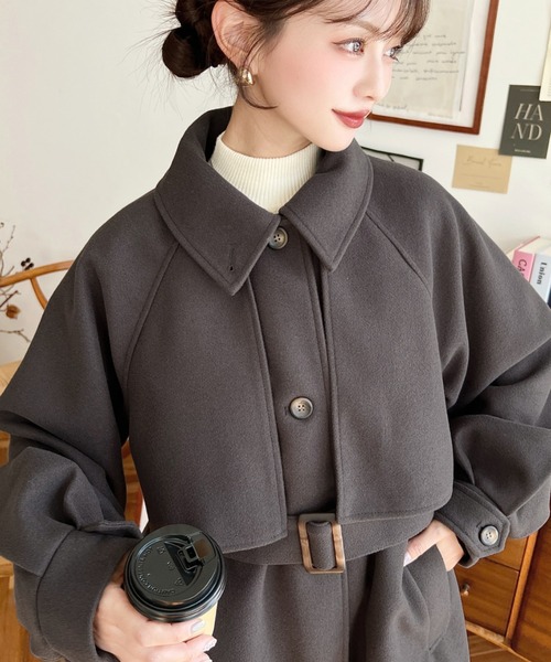 セール】ニットメルトン2WAYアレンジカラーミドル丈カラーコート