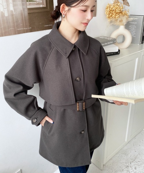 セール】ニットメルトン2WAYアレンジカラーミドル丈カラーコート