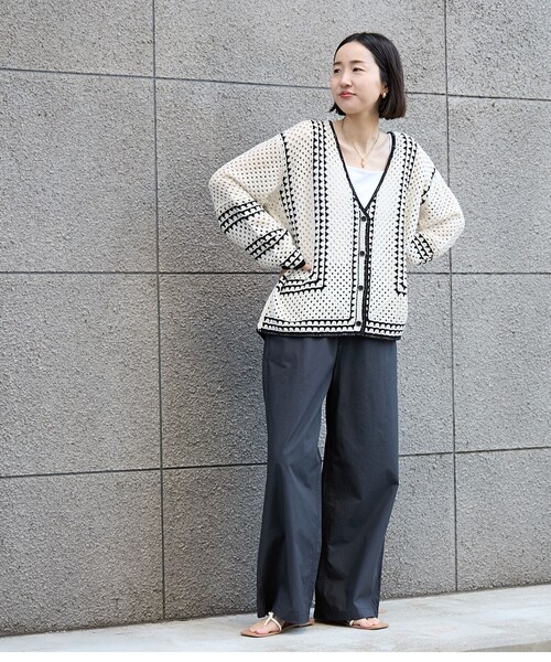 クロシェ編みVネックカーディガン