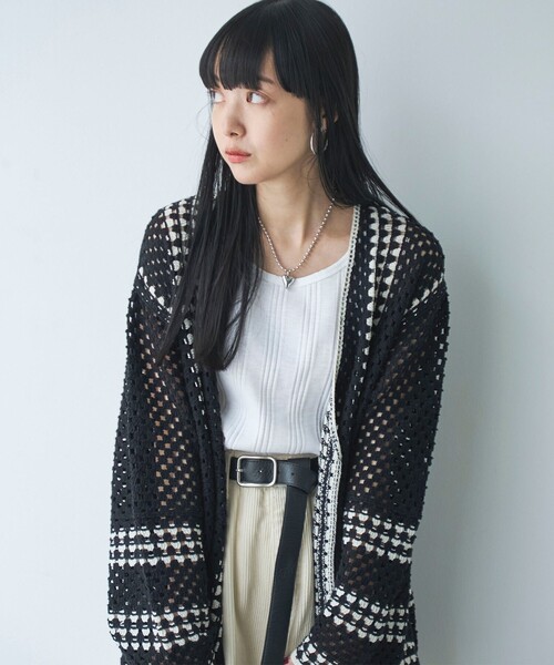 クロシェ編みVネックカーディガン