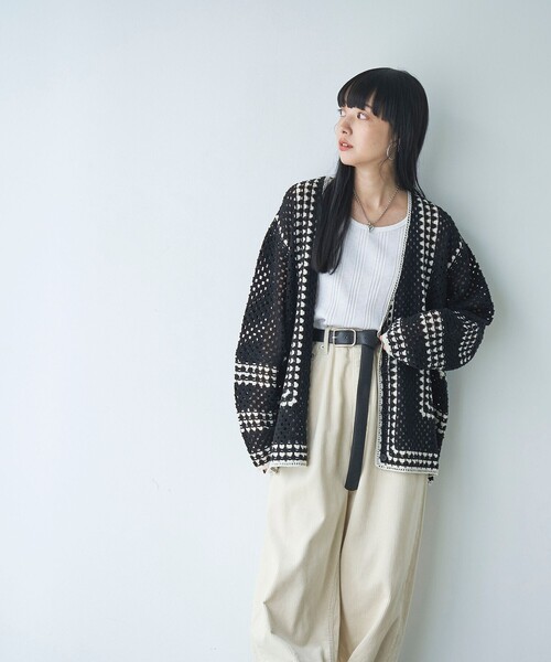 クロシェ編みVネックカーディガン