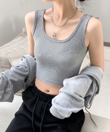ショート丈リブタンクトップ