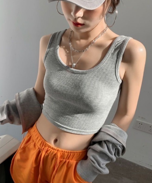 セール】ショート丈リブタンクトップ（タンクトップ）｜SHEENA