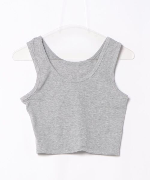 【新品未使用】リブソリッドショートタンクトップ セール】ソリッドカラー カップ付き リブ ベーシック タンクトップ