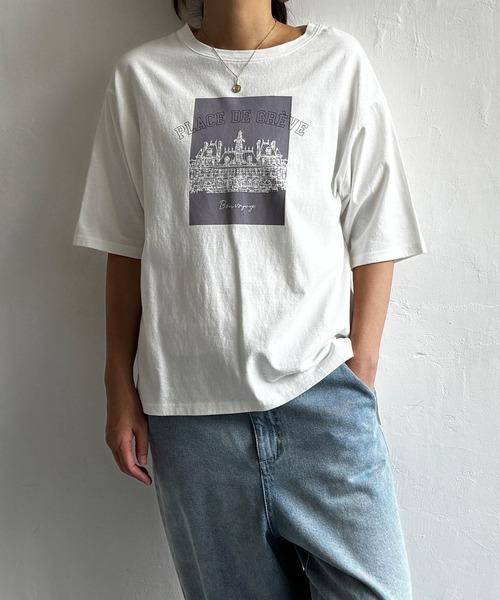 LBC(エルビーシー)の「スーベニアプリントビッグTシャツ(Tシャツ/カットソー・レディース・ホワイト/チャコールグレー/ベージュ/ブルー・M/L)」の2枚目の写真