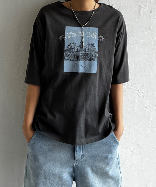 LBC(エルビーシー)の「スーベニアプリントビッグTシャツ(Tシャツ/カットソー・レディース・ホワイト/チャコールグレー/ベージュ/ブルー・M/L)」の8枚目の写真