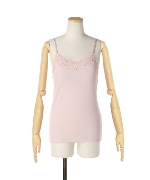F i.n.t（フィント）の「パット付きレース使いキャミソール/F&A（キャミソール・レディース・ライトグレー/ライトピンク/アイボリー・FREE）」の3枚目の写真