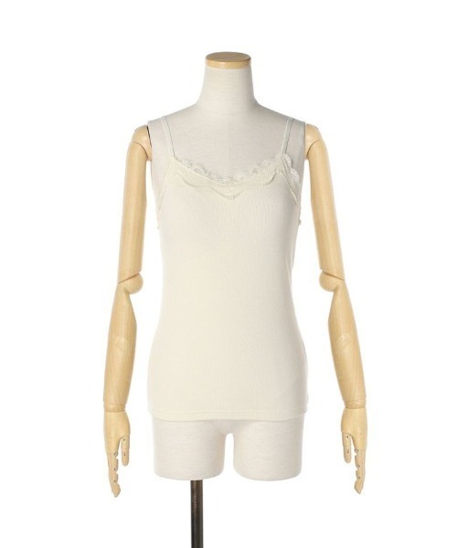 F i.n.t（フィント）の「パット付きレース使いキャミソール/F&A（キャミソール・レディース・ライトグレー/ライトピンク/アイボリー・FREE）」の2枚目の写真