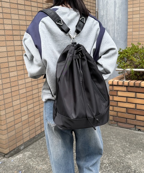 セール】2WAYユニセックス 巾着ボディバッグ（バックパック