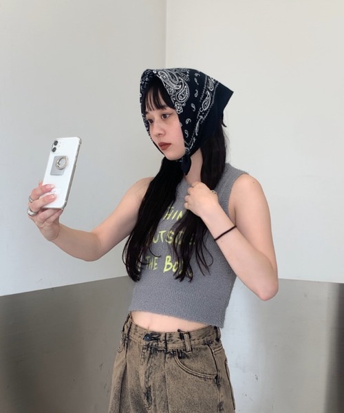 JEANASIS(ジーナシス)の「【ZOZO限定】ロゴ刺繍ノースリーブニット/119113(ベスト・レディース・アイボリー/ブラック/オレンジ/グレー・FREE)」の13枚目の写真