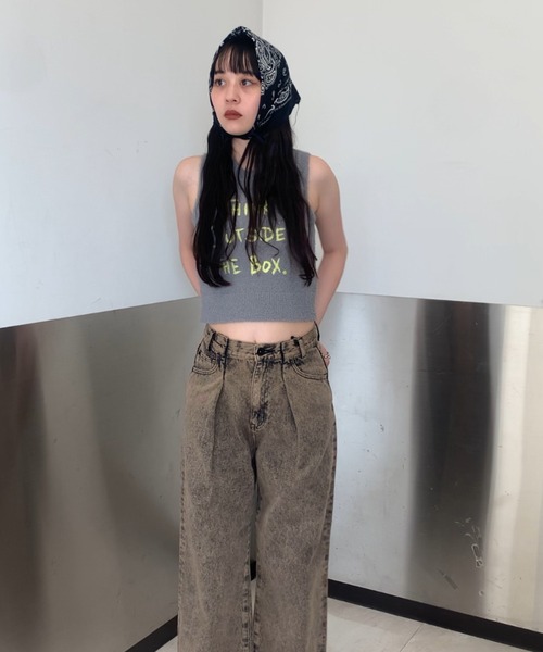 JEANASIS(ジーナシス)の「【ZOZO限定】ロゴ刺繍ノースリーブニット/119113(ベスト・レディース・アイボリー/ブラック/オレンジ/グレー・FREE)」の15枚目の写真