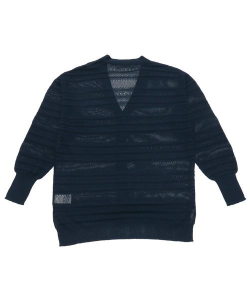 TOKYO SHIRTS(トウキョウシャツ)の「透かしVネックサマーニットカーディガン(カーディガン/ボレロ・レディース・ネイビー/アイボリー・M/L)」の7枚目の写真