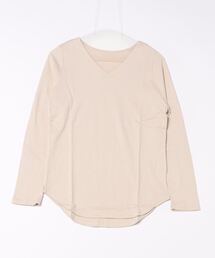 シームレス透けにくいコットンVネックロンT