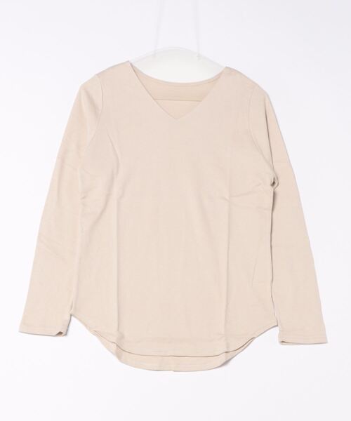 and it_（アンドイット）の「シームレス透けにくいコットンVネックロンT（Tシャツ/カットソー・レディース・ブラウン/ブラック/ラベンダー/キャメル/ライトブラウン/クリーム/ベージュ/オフホワイト・L/M/LL）」の5枚目の写真