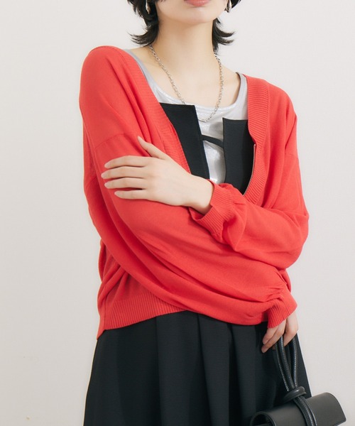 CLOCHE（クロシェ）の「cloche リングZIP鹿の子編みカーディガン（カーディガン/ボレロ・レディース・ホワイト/ブラック・FREE）」の18枚目の写真