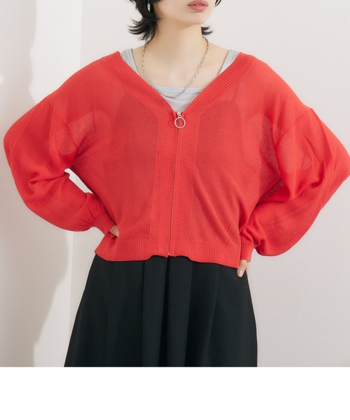 CLOCHE（クロシェ）の「cloche リングZIP鹿の子編みカーディガン（カーディガン/ボレロ・レディース・ホワイト/ブラック・FREE）」の10枚目の写真