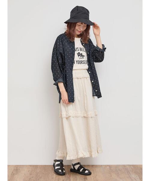 Samansa Mos2（サマンサ モスモス）の「【汗染み防止】刺繍アソートTシャツ（Tシャツ/カットソー・レディース・チャコールグレー/オフホワイト/グリーン/キナリ・F）」の8枚目の写真