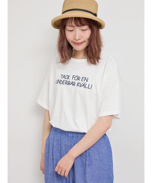 Samansa Mos2（サマンサ モスモス）の「【汗染み防止】刺繍アソートTシャツ（Tシャツ/カットソー・レディース・チャコールグレー/オフホワイト/グリーン/キナリ・F）」の9枚目の写真