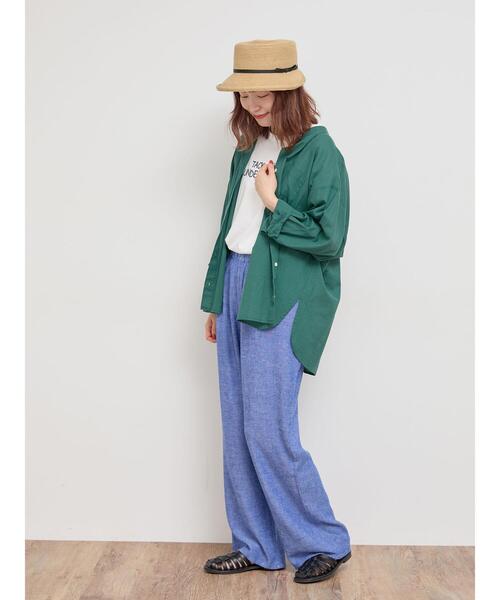 Samansa Mos2（サマンサ モスモス）の「【汗染み防止】刺繍アソートTシャツ（Tシャツ/カットソー・レディース・チャコールグレー/オフホワイト/グリーン/キナリ・F）」の12枚目の写真