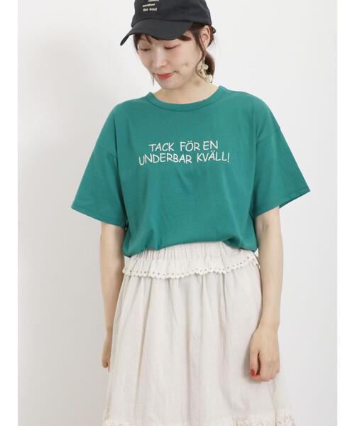 Samansa Mos2（サマンサ モスモス）の「【汗染み防止】刺繍アソートTシャツ（Tシャツ/カットソー・レディース・チャコールグレー/オフホワイト/グリーン/キナリ・F）」の16枚目の写真