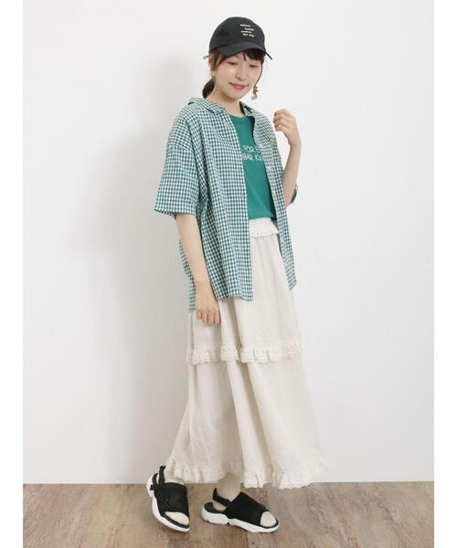 Samansa Mos2（サマンサ モスモス）の「【汗染み防止】刺繍アソートTシャツ（Tシャツ/カットソー・レディース・チャコールグレー/オフホワイト/グリーン/キナリ・F）」の19枚目の写真