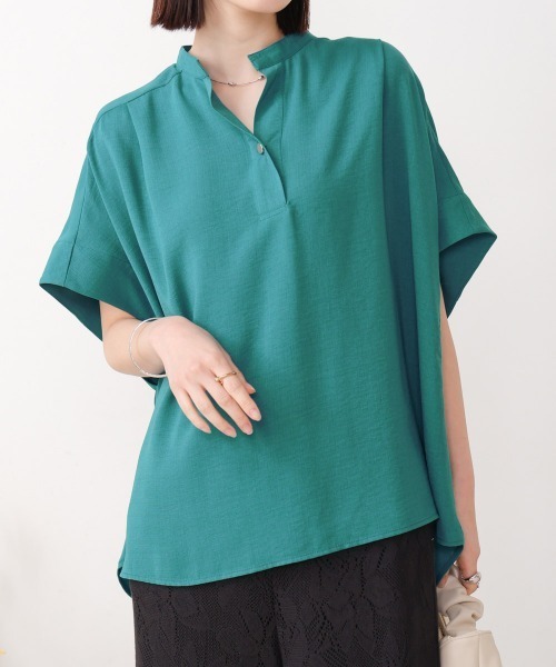 Bou Jeloud(ブージュルード)の「麻ライクスキッパーブラウス(シャツ/ブラウス・レディース・グリーン/ブラック・38)」の13枚目の写真