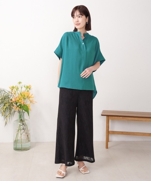 Bou Jeloud(ブージュルード)の「麻ライクスキッパーブラウス(シャツ/ブラウス・レディース・グリーン/ブラック・38)」の16枚目の写真