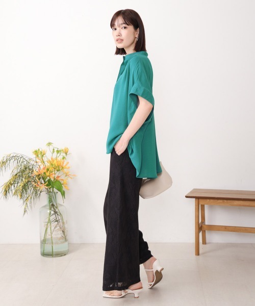 Bou Jeloud(ブージュルード)の「麻ライクスキッパーブラウス(シャツ/ブラウス・レディース・グリーン/ブラック・38)」の18枚目の写真