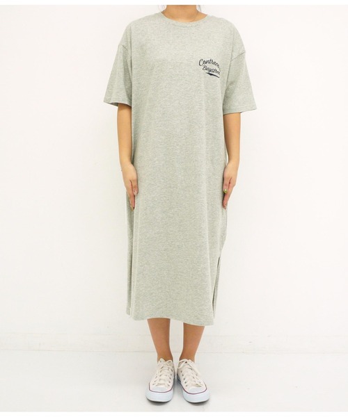 anap mimpi（アナップミンピ）の「メッセージ デニム 刺繍 コットン マキシ ロング Tシャツ ワンピ（ワンピース・レディース・グレー/アイボリー/ブラック・FREE）」の18枚目の写真