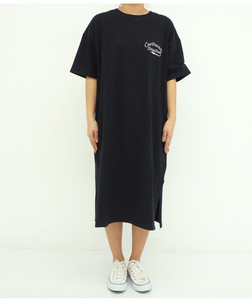 anap mimpi（アナップミンピ）の「メッセージ デニム 刺繍 コットン マキシ ロング Tシャツ ワンピ（ワンピース・レディース・グレー/アイボリー/ブラック・FREE）」の16枚目の写真