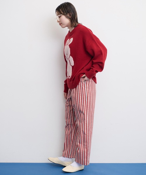 I am I in fact...（アイアムアイインファクト）の「●BETTER BUTTER STRIPE パンツ（その他パンツ・レディース・レッド/ダークブラウン・FREE）」の5枚目の写真