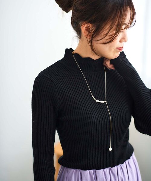 le.coeur blanc（ルクールブラン）の「パールスライダーネックレス（ネックレス・レディース・ゴールド・FREE）」の2枚目の写真