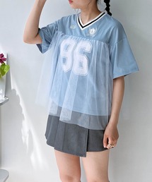 AS KNOW AS plus | ◎チュールドッキング オーバーサイズゲームシャツ(Tシャツ/カットソー)