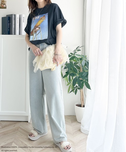 classicalelf(クラシカルエルフ)の「『THE SATURDAY EVENING POST』×クラシカルエルフ 別注グラフィックTシャツ【Boy on High Dive】(Tシャツ/カットソー・レディース・チャコール/ホワイト・MEDIUM/LARGE/X-LARGE/SMALL)」の14枚目の写真