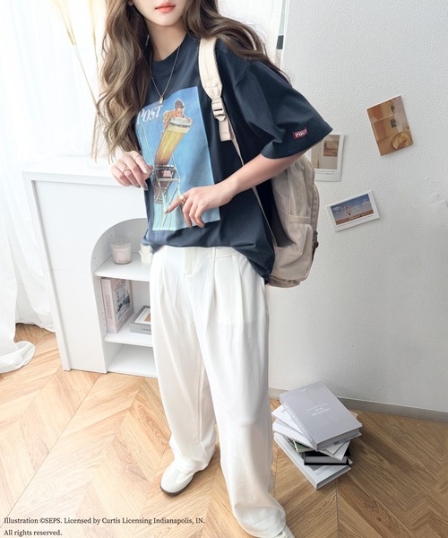 classicalelf(クラシカルエルフ)の「『THE SATURDAY EVENING POST』×クラシカルエルフ 別注グラフィックTシャツ【Boy on High Dive】(Tシャツ/カットソー・レディース・チャコール/ホワイト・MEDIUM/LARGE/X-LARGE/SMALL)」の6枚目の写真