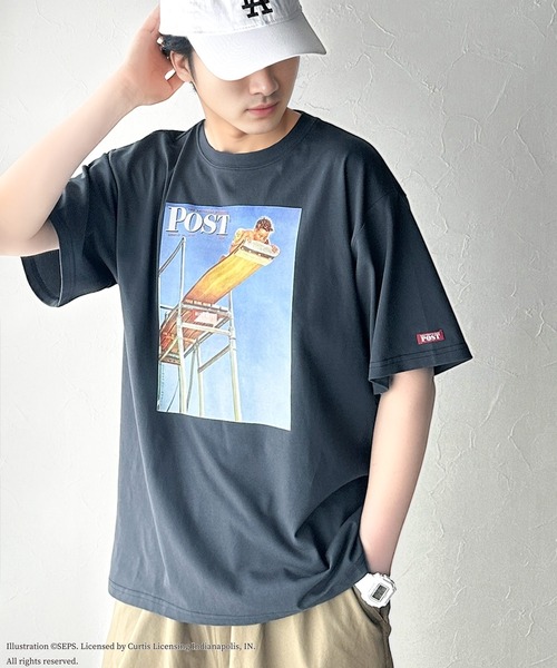 classicalelf(クラシカルエルフ)の「『THE SATURDAY EVENING POST』×クラシカルエルフ 別注グラフィックTシャツ【Boy on High Dive】(Tシャツ/カットソー・レディース・チャコール/ホワイト・MEDIUM/LARGE/X-LARGE/SMALL)」の15枚目の写真