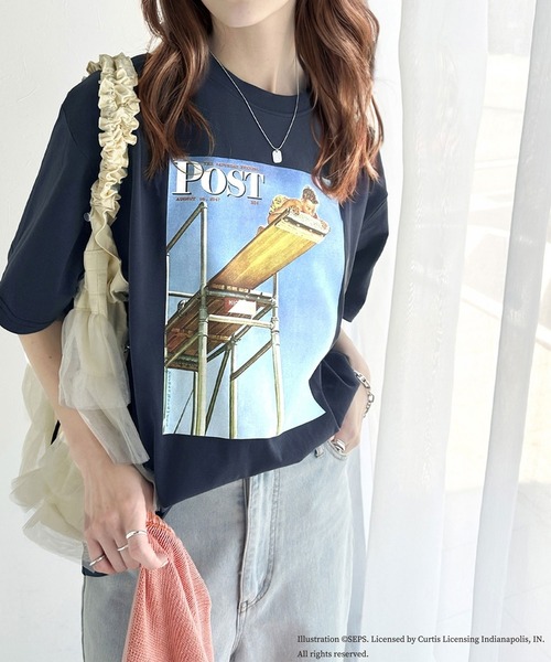 classicalelf(クラシカルエルフ)の「『THE SATURDAY EVENING POST』×クラシカルエルフ 別注グラフィックTシャツ【Boy on High Dive】(Tシャツ/カットソー・レディース・チャコール/ホワイト・MEDIUM/LARGE/X-LARGE/SMALL)」の11枚目の写真