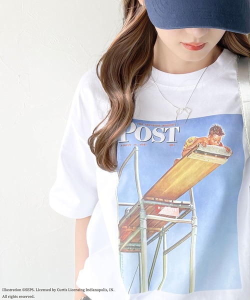 classicalelf(クラシカルエルフ)の「『THE SATURDAY EVENING POST』×クラシカルエルフ 別注グラフィックTシャツ【Boy on High Dive】(Tシャツ/カットソー・レディース・チャコール/ホワイト・MEDIUM/LARGE/X-LARGE/SMALL)」の10枚目の写真