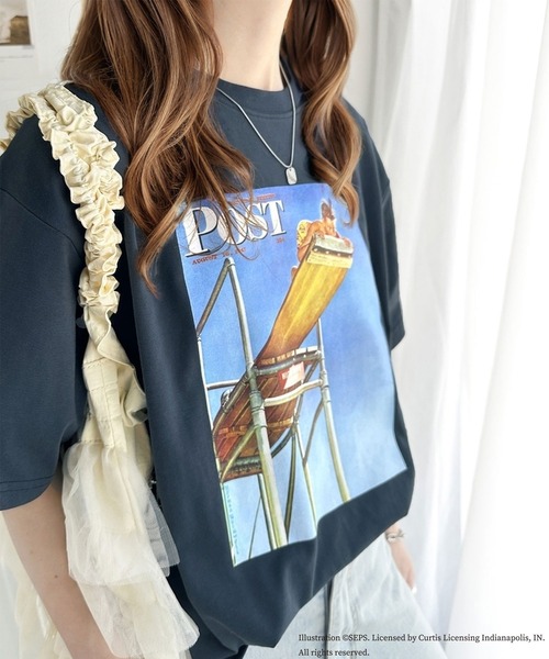 classicalelf(クラシカルエルフ)の「『THE SATURDAY EVENING POST』×クラシカルエルフ 別注グラフィックTシャツ【Boy on High Dive】(Tシャツ/カットソー・レディース・チャコール/ホワイト・MEDIUM/LARGE/X-LARGE/SMALL)」の12枚目の写真
