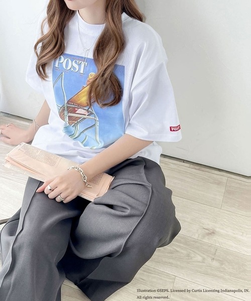 classicalelf(クラシカルエルフ)の「『THE SATURDAY EVENING POST』×クラシカルエルフ 別注グラフィックTシャツ【Boy on High Dive】(Tシャツ/カットソー・レディース・チャコール/ホワイト・MEDIUM/LARGE/X-LARGE/SMALL)」の8枚目の写真