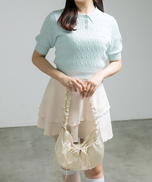 OLIVE des OLIVE（オリーブデオリーブ）の「ドロストホーボーバッグ（ショルダーバッグ・レディース・ライトグレー/ピンク/ブラック/アイボリー・FREE）」の11枚目の写真