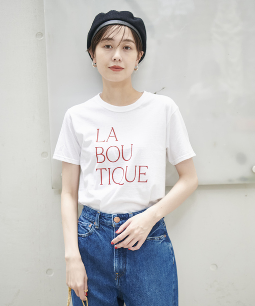 Rouge vif Anna（ルージュヴィフアンナ）の「前後ロゴコンパクトT（Tシャツ/カットソー・レディース・ホワイト/ライトベージュ・フリー）」の9枚目の写真